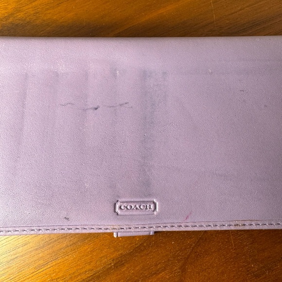 Vintage Coach Lavender Leather Checkbook Wallet - Picture 5 of 9